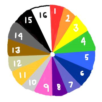 colour wheel with 16 colours