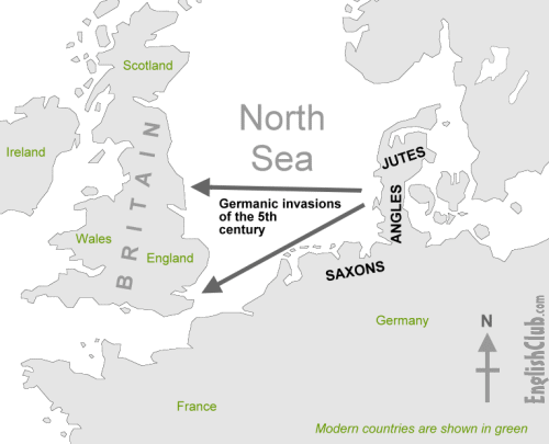 Germanic invaders entered Britain on the east and south coasts in the 5th century