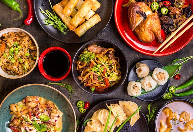 a selection of typical Chinese dishes