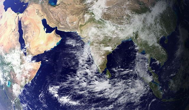 The Earth seen from space over the sub-continent of India