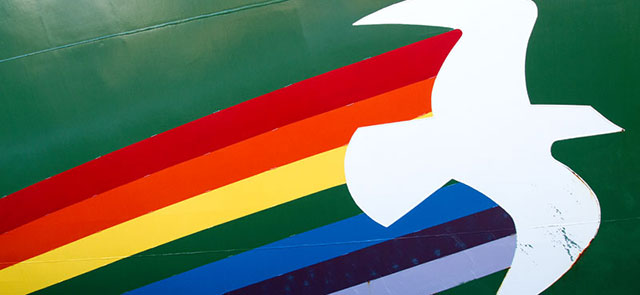 Greenpeace rainbow/dove motif