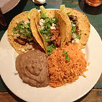 refried beans with rice and tacos