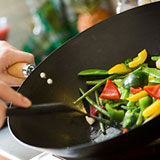 stir-frying vegetables