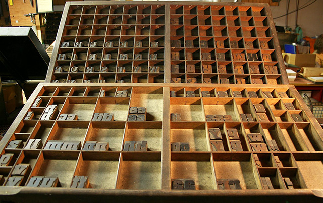 Typesetter's upper and lowercase trays 